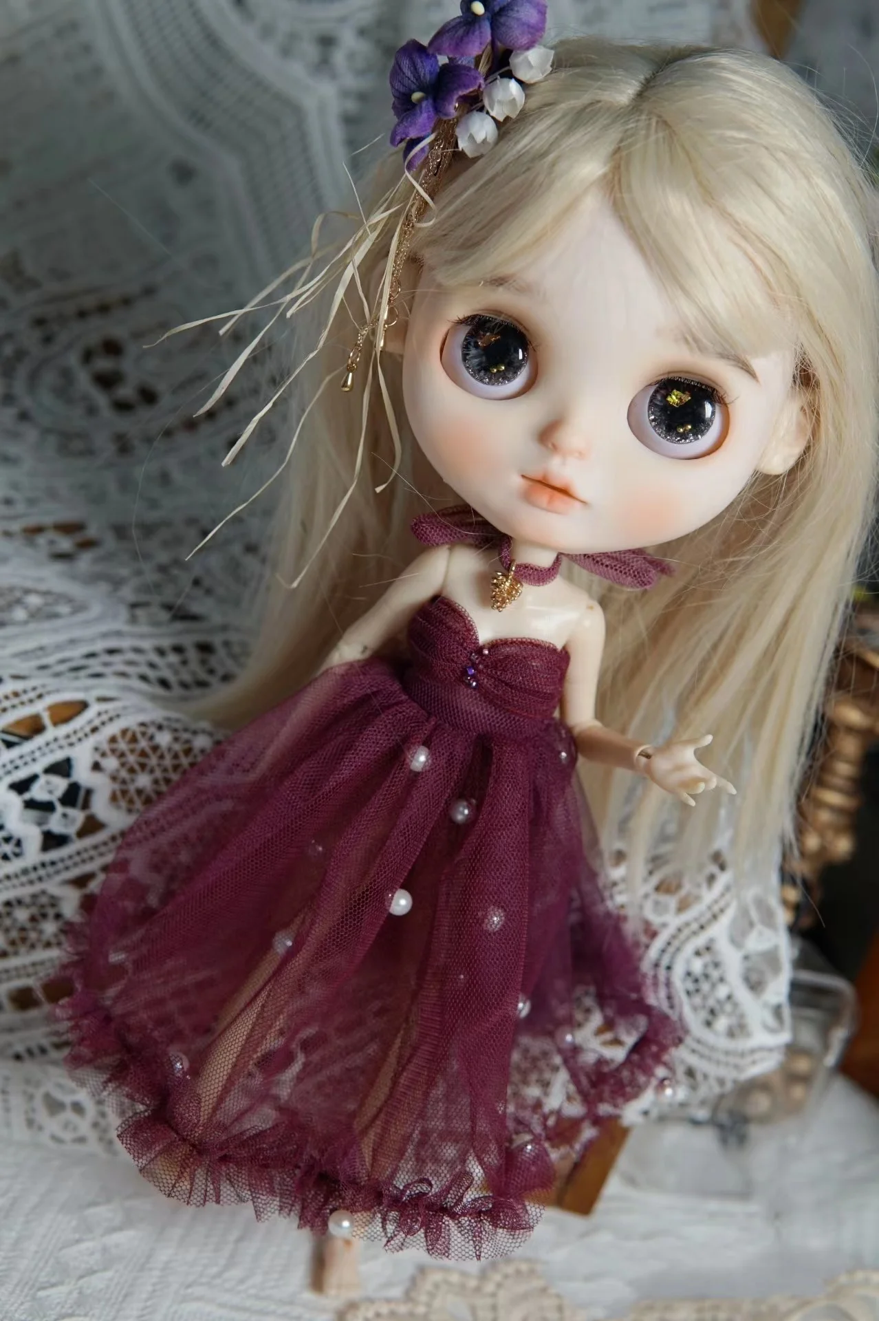 

BJD Blythe Clothes Beaded dresses 1/6 30cm Dolls (Fit Pullip,Ob24,、Licca,)