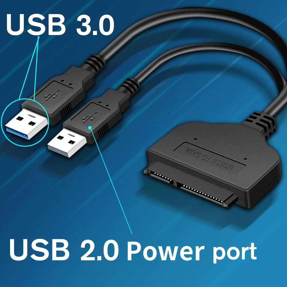Adapter dysku twardego Sata na USB 3.0/2.0 Obsługuje 2,5-calowy zewnętrzny dysk twardy SSD HDD 22-pinowy kabel Sata III Kabel USB Sata