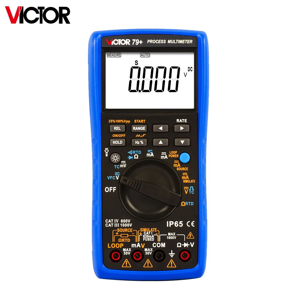 

Victor 79+ New Process Multimeter Resistance IP65 Thermocouple Frequency Loop 24V SIMULATE VFC Signal Sources Capacitance Tester