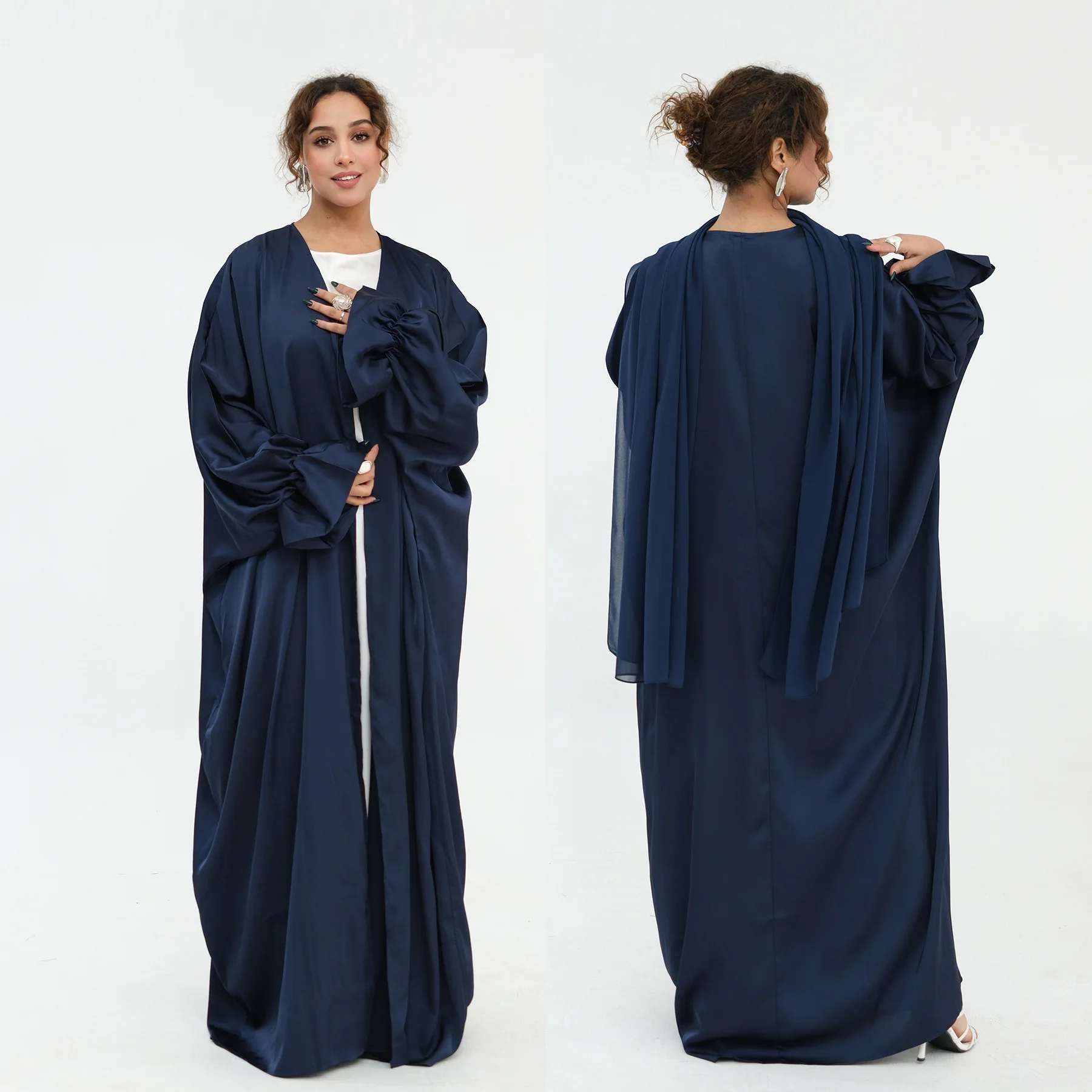 

Ramadan Dubai Open Abaya Women Muslim Satin Long Robe Turkey Kaftan Dress Islam Clothing Kimono Cardigan Arabic Caftan Jalabiya
