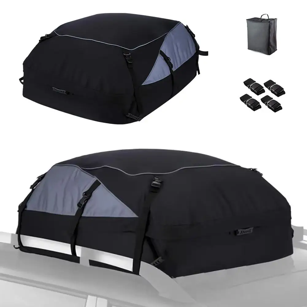 

600D Car Luggage Bag Cargo Roof Folding Waterproof Car Travel Large Capacity Top Pouch Storage Cube Bag Camping Auto Accessory