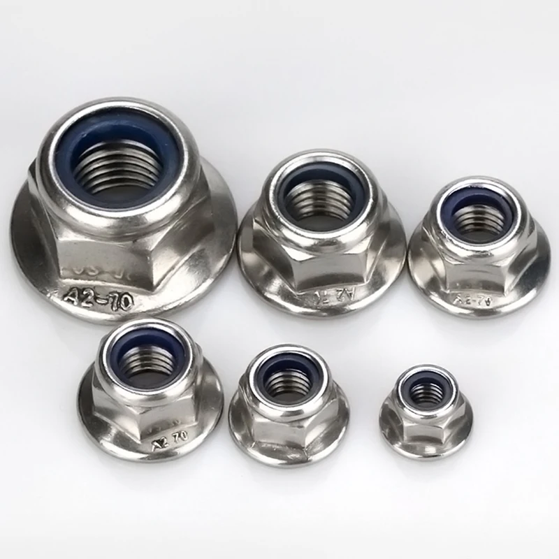 

M3 M4 M5 M6 M8 Nickel plated carbon steel Hexagonal Flange Nut Hex Nylon Anti Slip Locknut