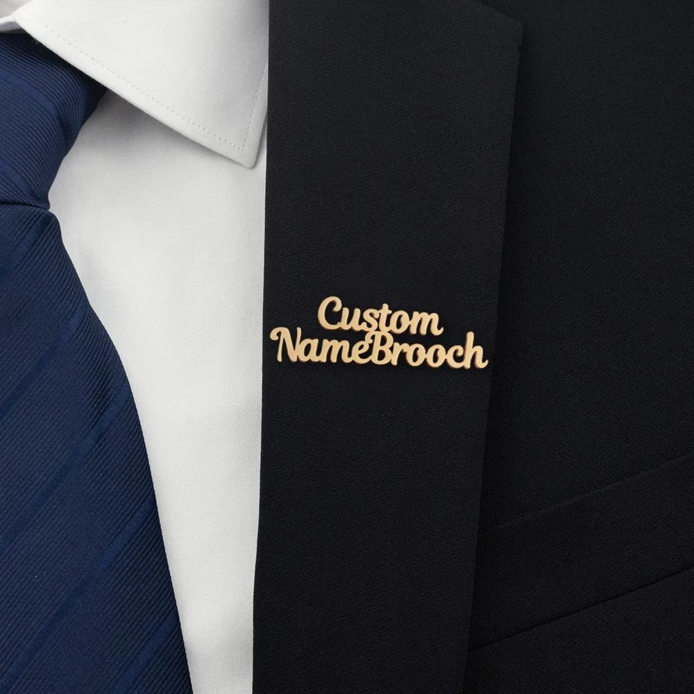 

Custom Name Pin for Women Men Stainless Steel Personalized Brooch Customized Jewelry Wedding Business Party Gift