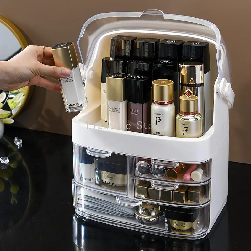 

Home desktop jewerly organizer storage large capacity portable Box for cosmetics waterproof and dustproof portable make up box