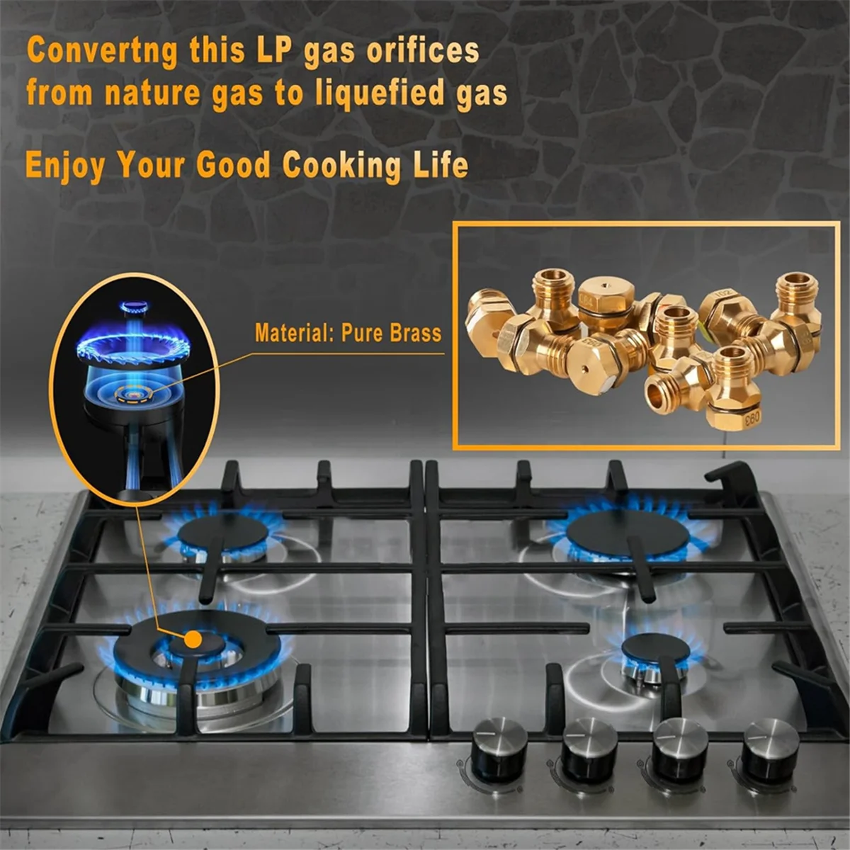 GRLP4 LP Conversion Kit ,Propane Orifice ,Gas to Propane Conversion Kit ,Brass, for Frigidaire Kenmore Electrolux Range