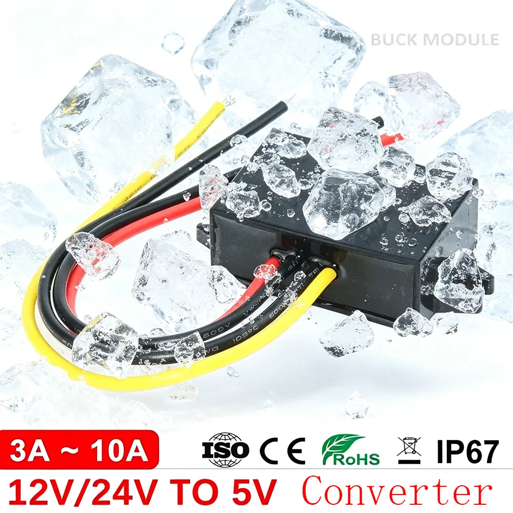 

24V to 5V 12V to 5V 8-36V to 5V 3A-10A Switching Power Supply DC DC Power Converter Step Down for Car LED