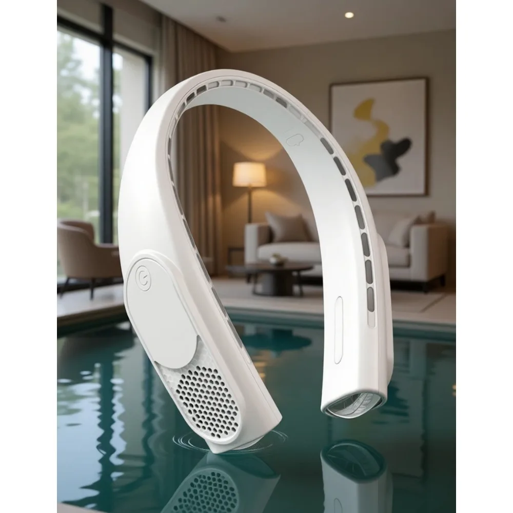 

Беспроводной вентилятор для шеи без лопастей, перезаряжаемый, 3 скорости, 4000 мАч, USB-C, персональное охлаждающее устройство для путешествий, активного отдыха, подарок