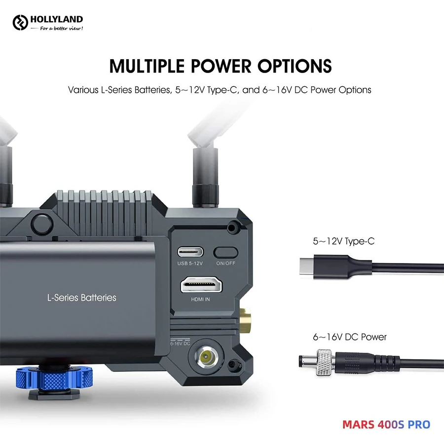 Hollyland Mars /MOMA 400S PRO 무선 HDMI 및 SDI 비디오 송신기 및 리시버 5G 0.08s 지연 시간 앱, 안드로이드 지지대, 400ft, 1080p