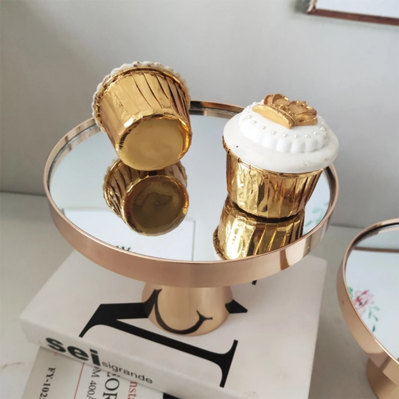 Cake Stand Gold Mirror Top Cupcake Stand Metal Cake Stand Display Accessories Drop shipping