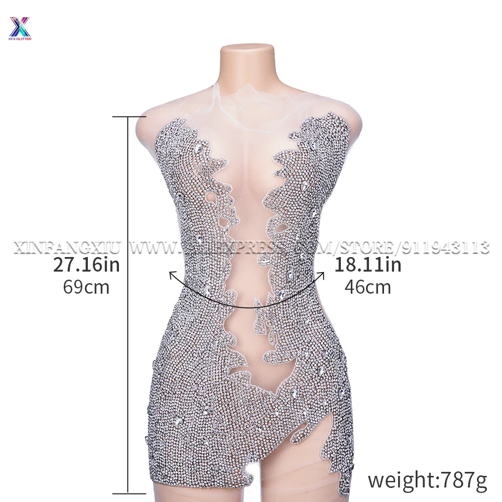 XFX VENUS Sew on Sequin Crystal Rhinestones Beaded Clothes Appliques Patches for Sewing Clothes Wedding Bridal Dress Decorative