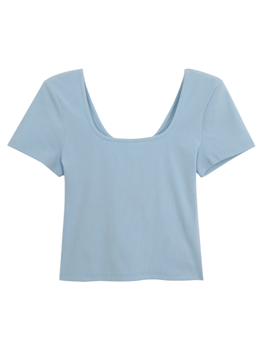 T-shirt rossa Celebri ort Sve da donna Estate 2025 New Sle Slim Fit Bianco oulder Design americano Top unico