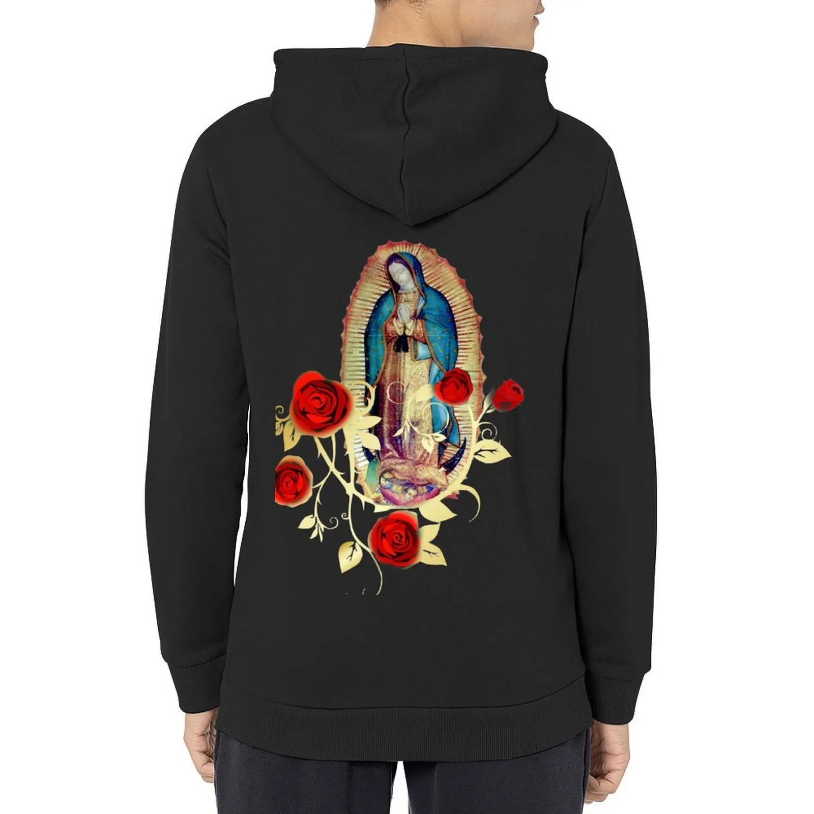 

Our Lady of Guadalupe Virgen Maria Tilma Red Roses 120 Hoodie men's winter sweater blouse autumn jacket men oversized hoodie