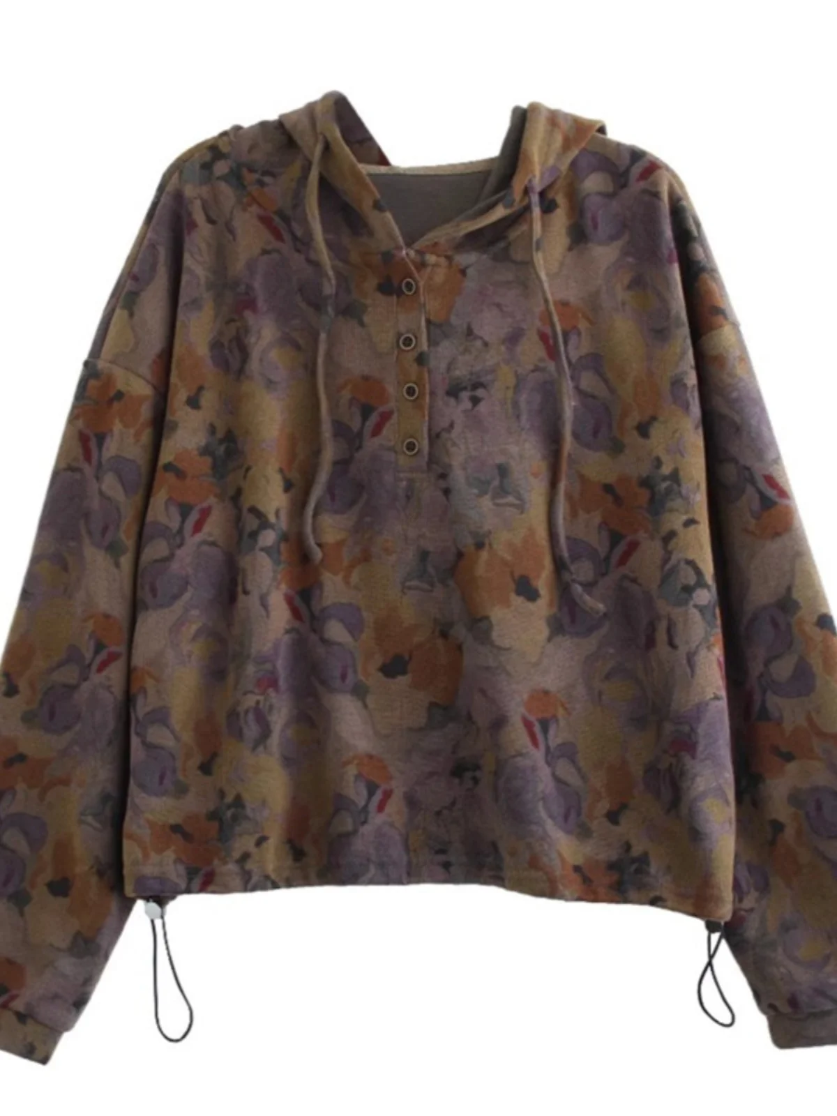 Felpa Dstring con cappuccio con stampa retrò ort Jaet Donna Autunno Inverno Base dimagrante irt Pendolarismo Versatile Top Trendy