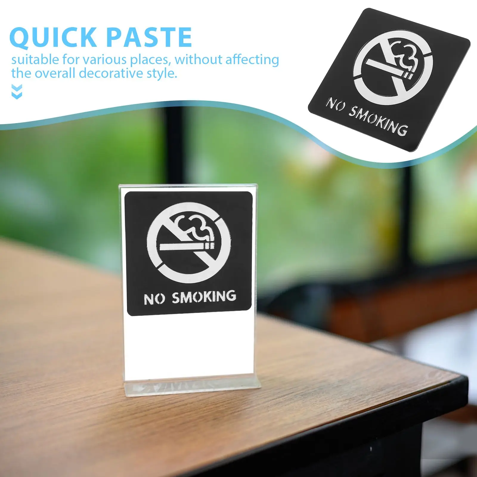 Знак для некурящих, самоклеящиеся водонепроницаемые наклейки для офиса, ванной комнаты, общественные туалеты, отели, ресторана, черные бизнес-знаки