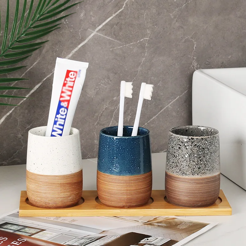 Stylish Ceramic Cup Hotel Toothbrush Cup Home Luxury Couple Bathroom Mug Water Cup