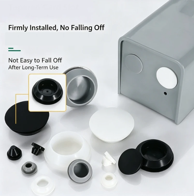 2.5-50.6mm Black White Conical Snap-on T Type Silicone Plug High Temp Anti-Fall Blanking End Cap Waterproof Sealing Hole Stopper