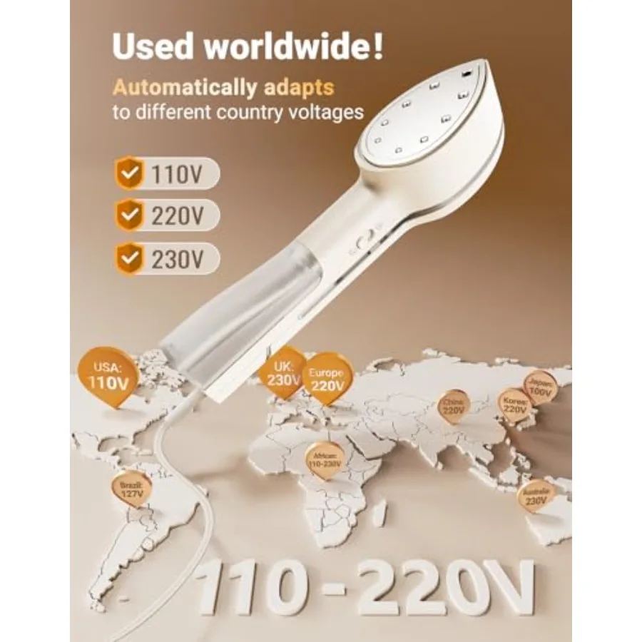 Vaporizador de plancha con prensa de doble voltaje Jack Rose para ropa, Compatible con 110-220V, 6 + 1 ajustes de tela, No requiere tabla de planchar efectiva