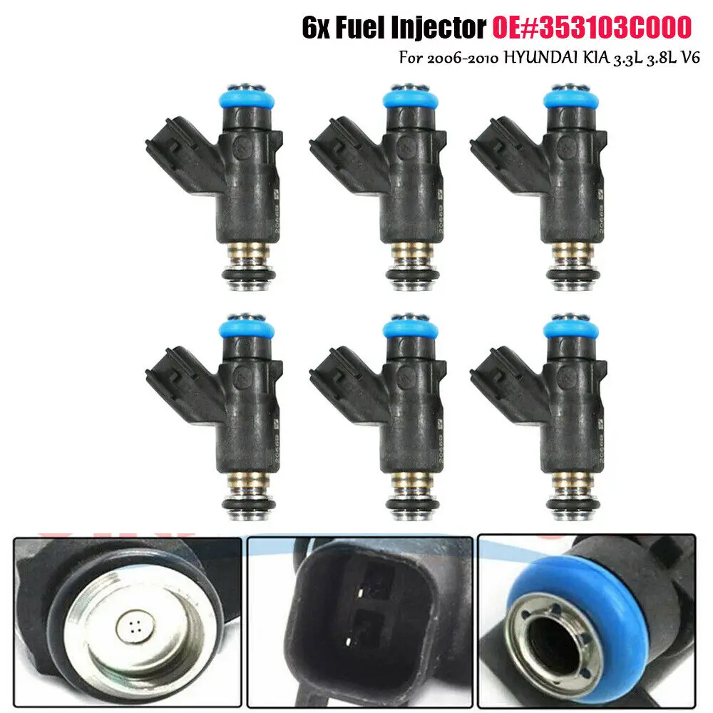 

Set 6x 35310-3C000 Fuel Injector For 2006-10 Hyundai Kia ,2007-09 3.8L, 3.3L