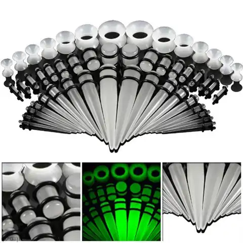 50 पीस/लॉट ऐक्रेलिक कान गेज टेपर और प्लग स्ट्रेचिंग किट मिश्रित रंग कान मांस सुरंग विस्तार शरीर भेदी आभूषण विस्तारक 10 best sales कान खींचने वाली किट - №2