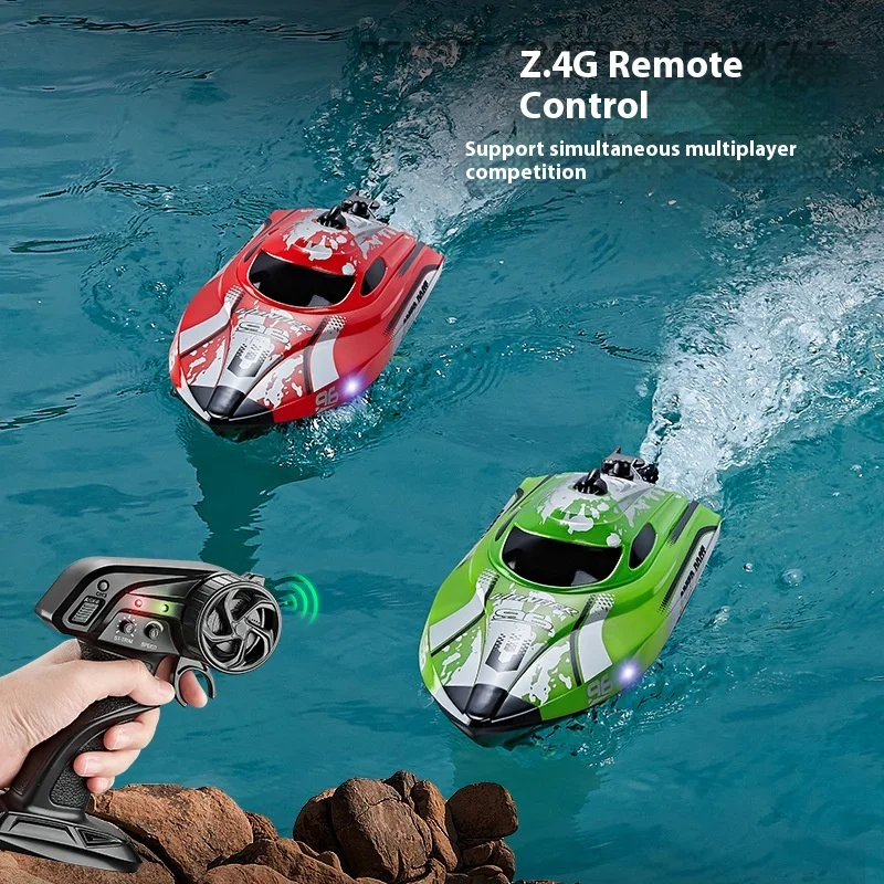 Hot Sale Rc Hj820 High-Speed Remote Control Speedboat Waterproofing With Light Capsizing Remote Control Boat Water Toy Kid Gift