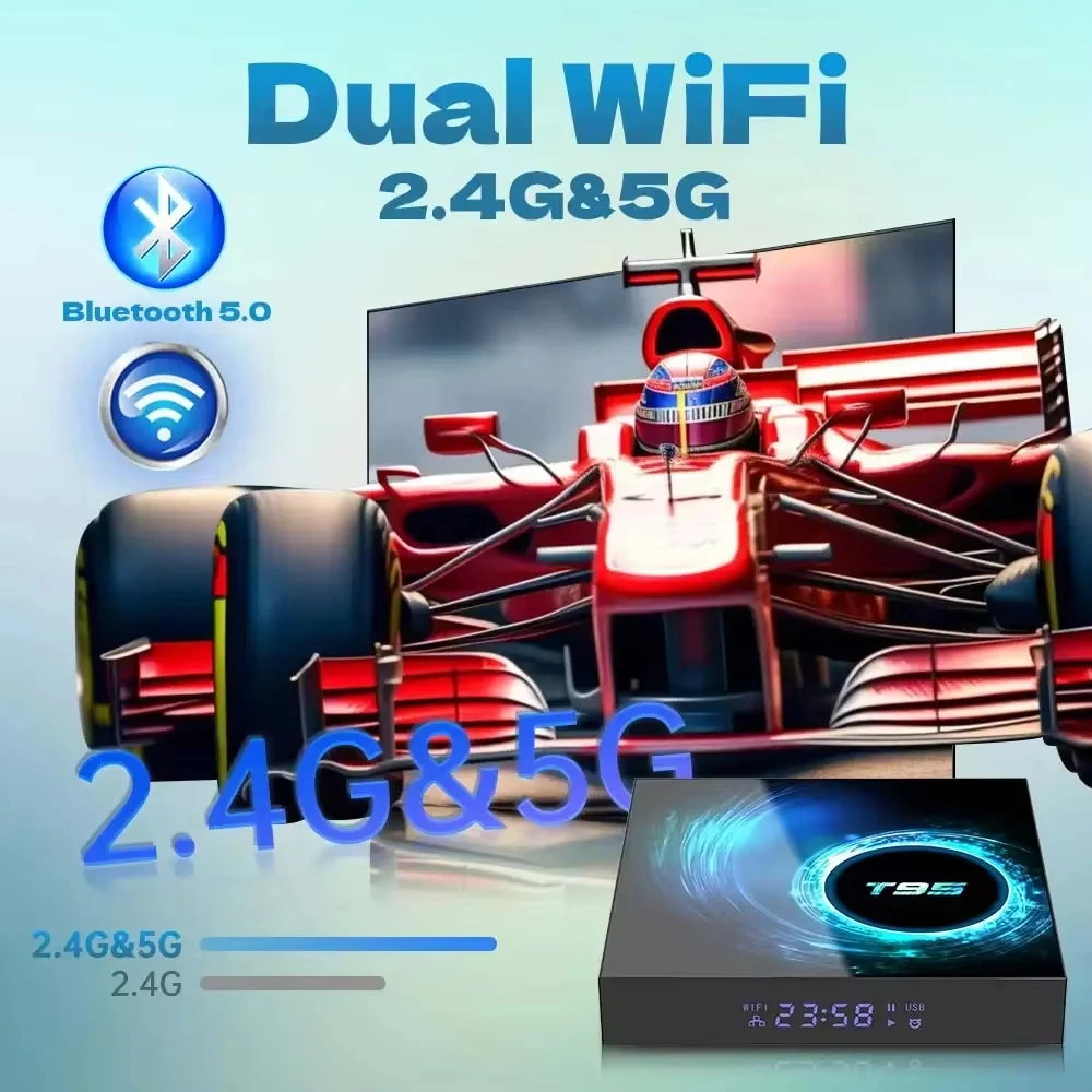 Smart TV Box Android16 T95 Allwinnerh616 Media Player 8GB 256GB Dual WiFi Bluetooth 5.4 Remote Support Google Voice Set Top Box