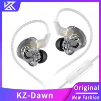 New Original KZ Dawn Wired Earphone 3.5MM AUX In-ear Earbuds Transparent Design Big Dynamic Driver For Music Game Sport With Mic