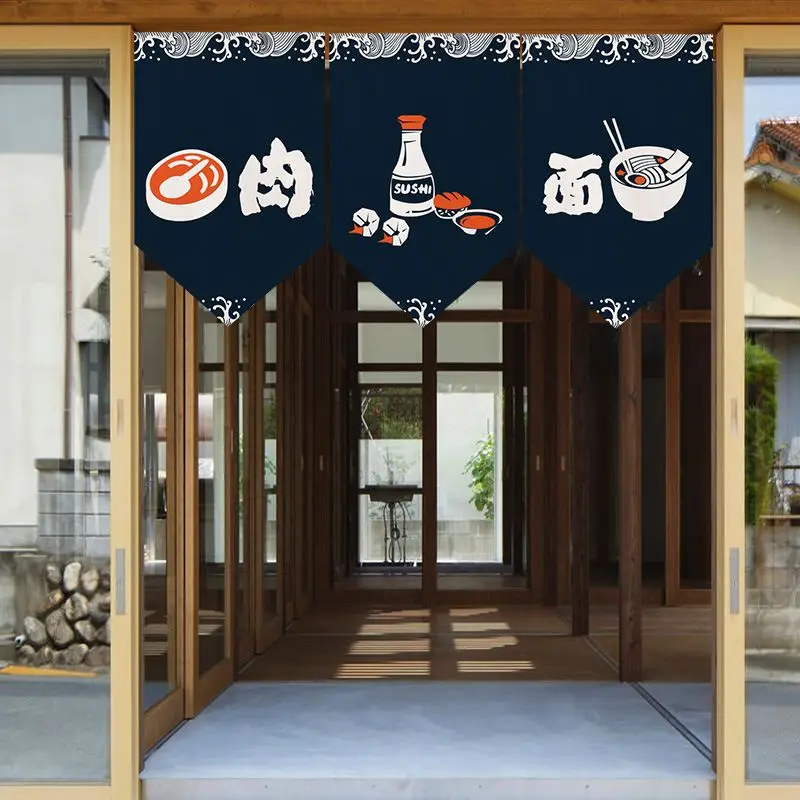 VIKAMA Japanese Sushi Triangle Flag Curtain Sea Wave Residence Restaurant Japanese Restaurant Front Decoration