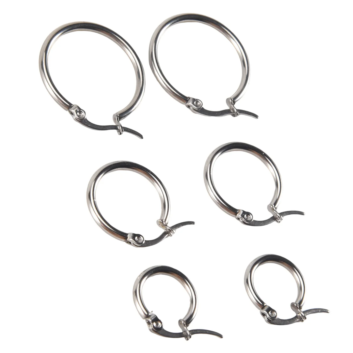 

【Капля цены】3 пары 15 мм 20 мм 25 мм обруч из нержавеющей стали серьги Huggies комплект женские серебряные