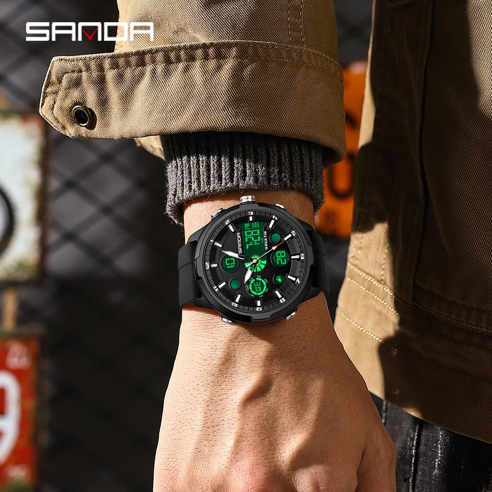 SANDA G style-reloj Digital deportivo para hombre, cronógrafo de cuarzo, resistente al agua hasta 50M, estilo militar