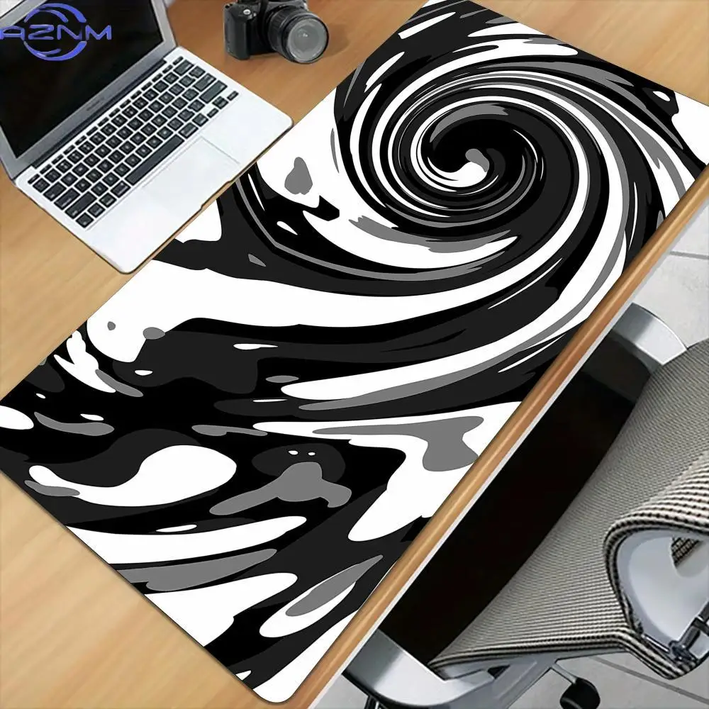 Artistic Vortex Pattern Large Mouse Pad Desk Mat Stitched Edge Non-Slip Keyboard Gaming Pad Office Rug Mouse Carpet Extended Pad