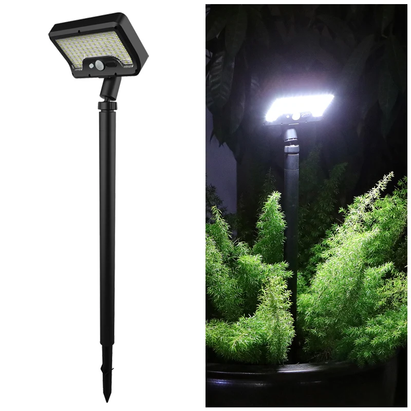 Tuinlamp op zonne-energie, detectie van 5 tot 6 m, 360 ° Draaibare lamp, 4 verlichtingsmodi, weerbestendige verlichting, voor buiten