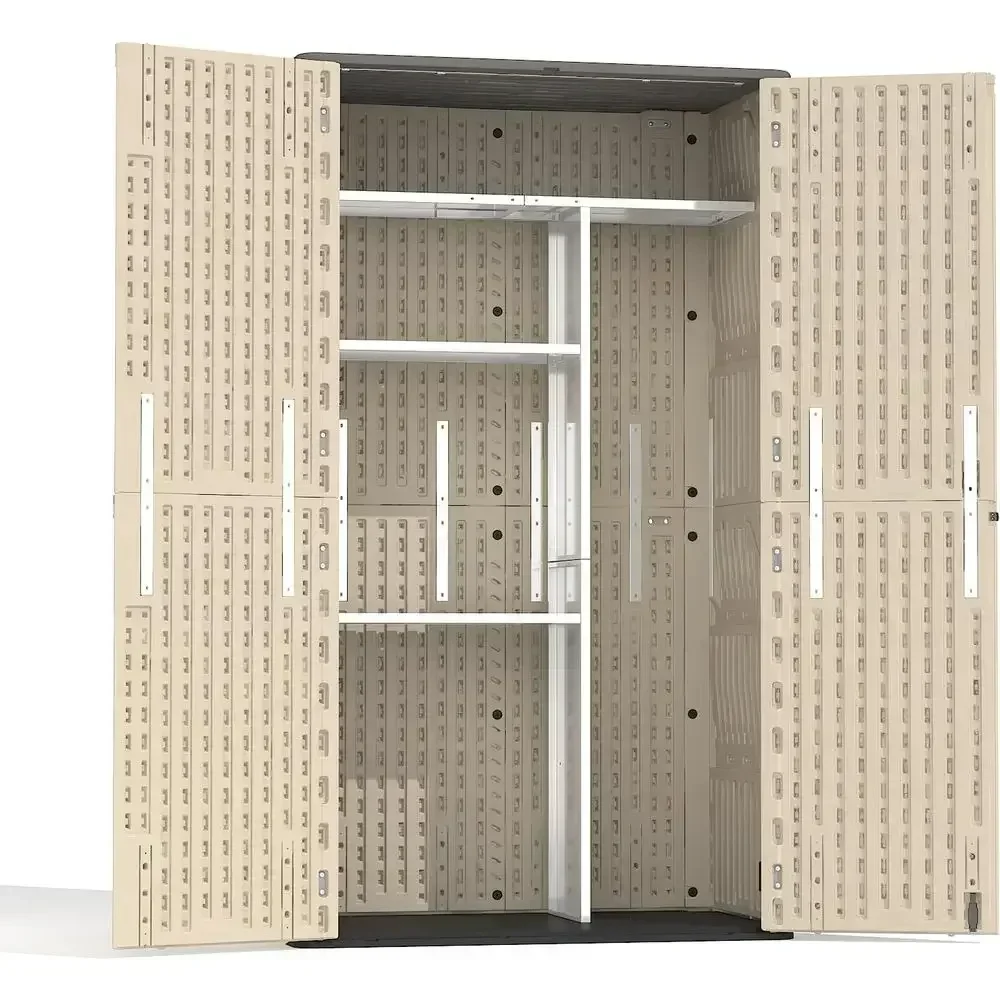 Outdoor Metal Storage Shed with Shelves, Weatherproof, Easy Assembly, 45.6L×13.2W×69.9H, White