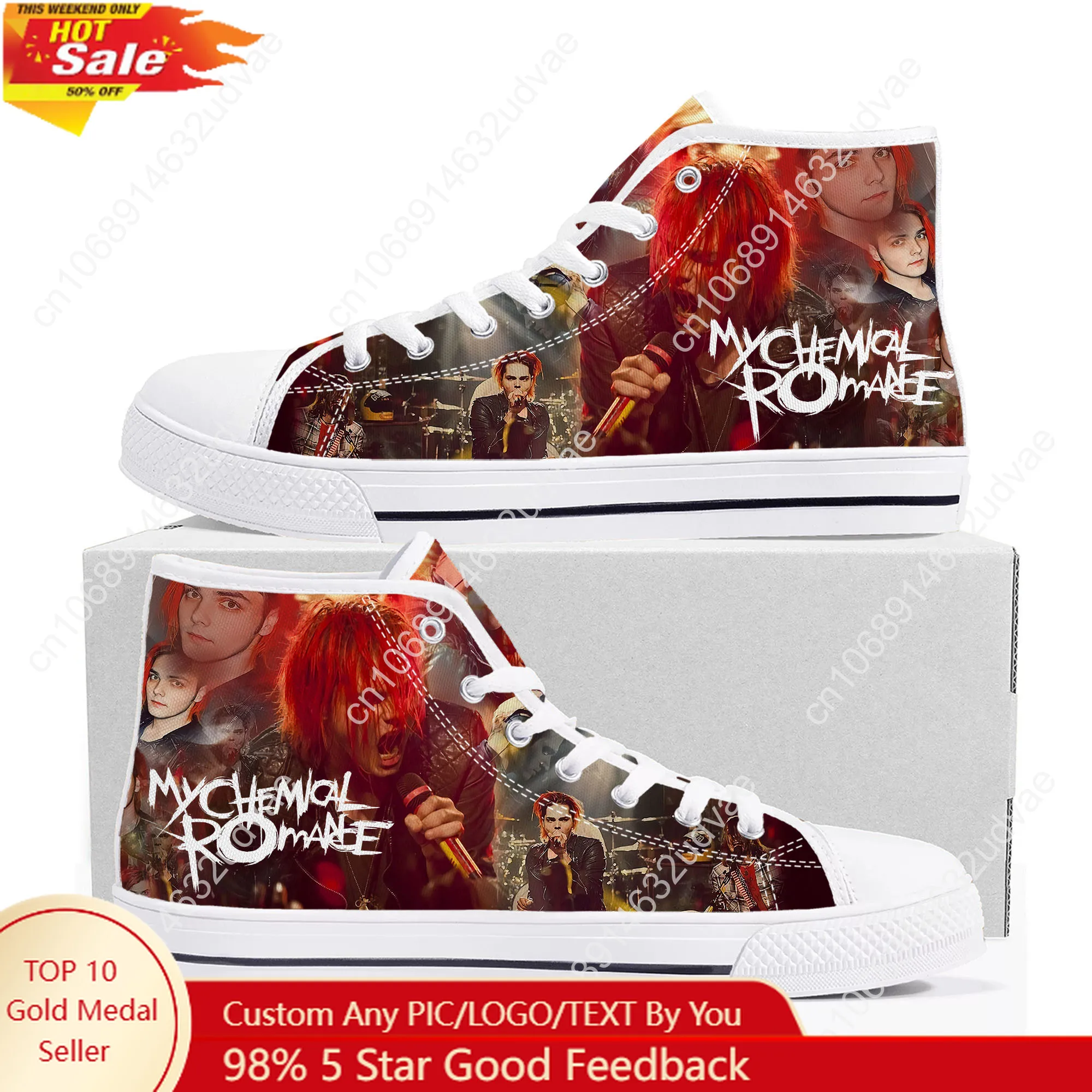 

My Chemical Romance High Top Shoes Men Women Teenager Canvas Sneaker High Quality Sneakers Couple Footwear Custom Shoe Whiite