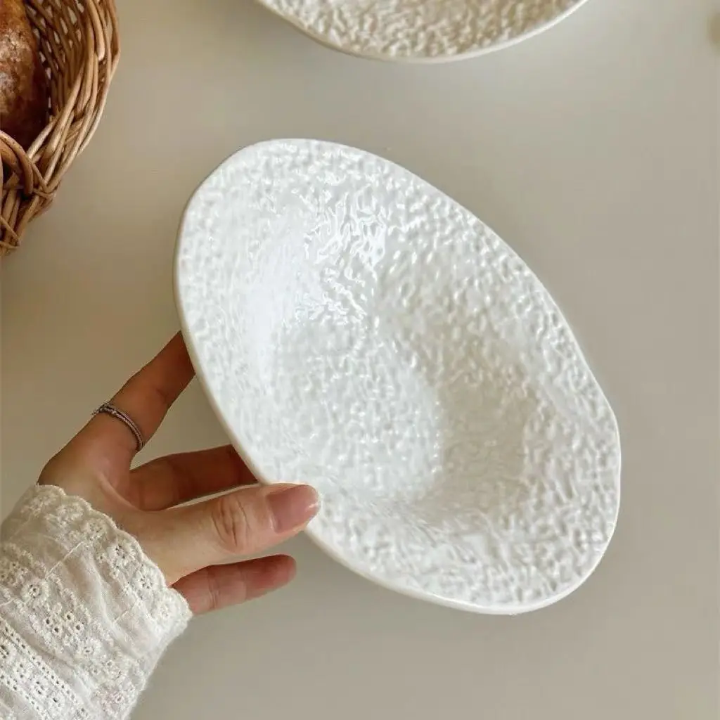 8inch rockpatterned ceramic plate exquisite household yogurt bowl irregularly shaped dessert deep plate westerntyle dinner plate