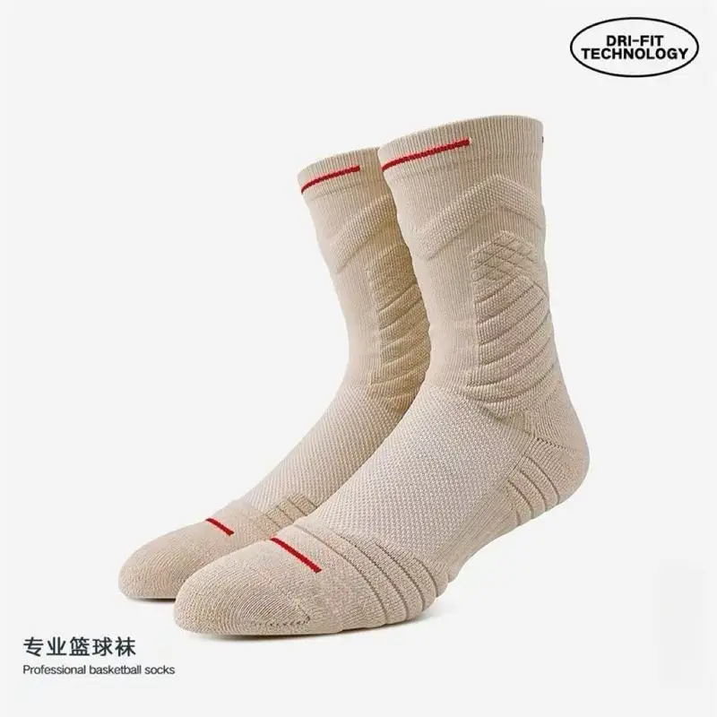 professional men's basketball socks mid tube long tube towel bottom thickened american style running training sports socks white
