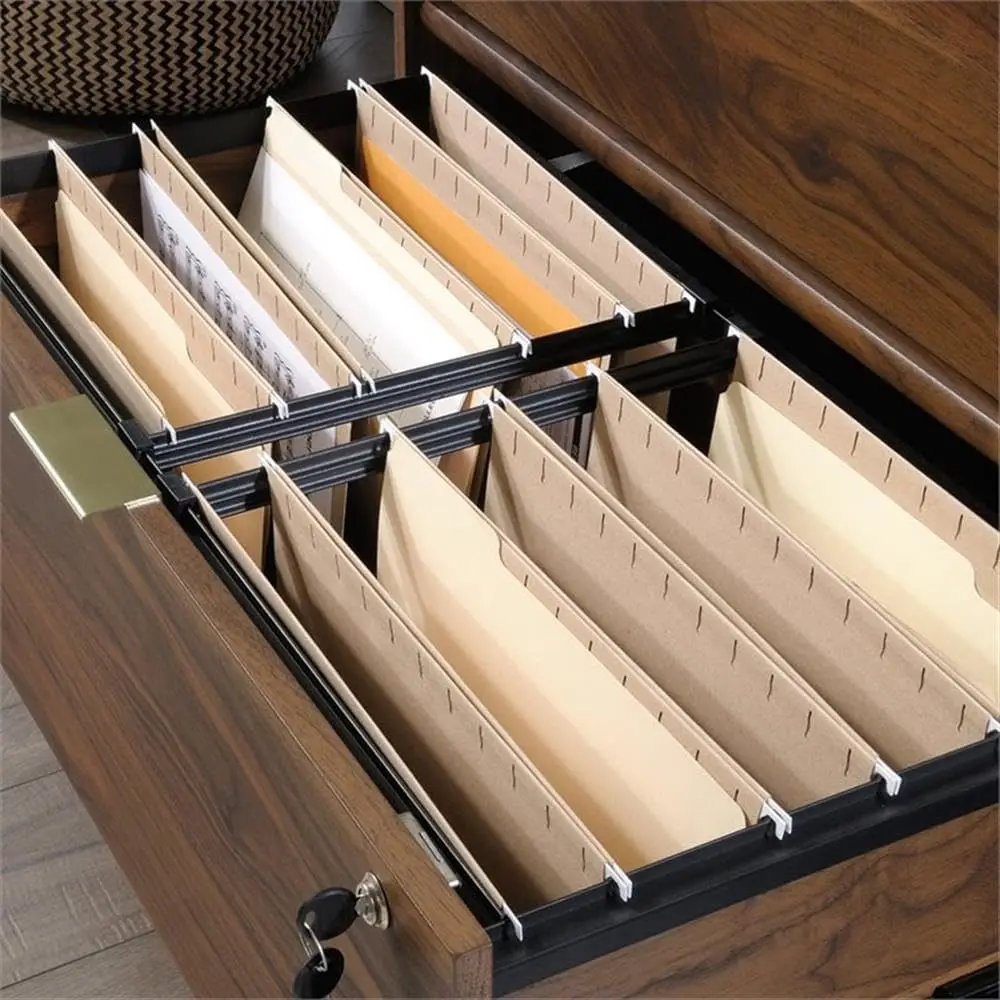2 Laci 30.28 "Lemari Arsip Kayu Rekayasa Walnut Vertikal Dapat Dikunci Perakitan Mudah Alat Tulis Ukuran Legal/Huruf untuk Rumah
