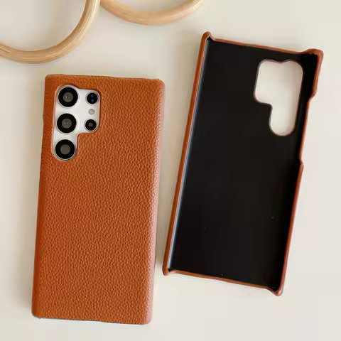 Leather Lychee Grain Matte Case For Samsung S25 S24 S23 S22 Ultra A55 A35 A25 A15 A54 A34 A24 A14 Solid Frameless Bumper Cover