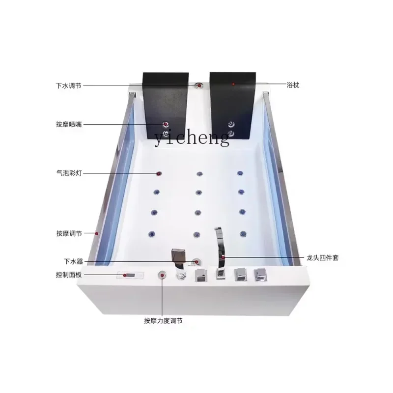 D9-Jacui Thermostat Heated Adult Smart Surfing Glass Transparent Bathtub