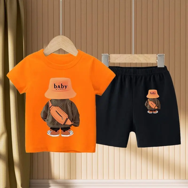 Summer Baby Girls Clothes Set Cartoon Bear Printed T-Shirts And Shorts 2 Pieces Suit Kid Casual Top Bottom Outfits Tracksuits