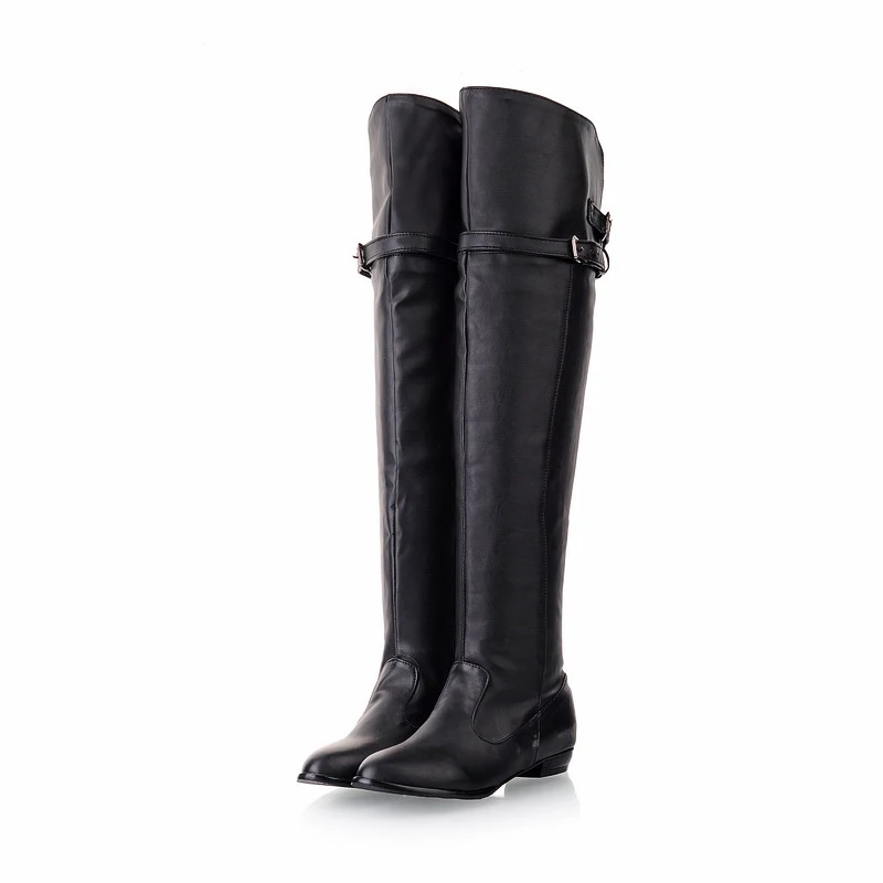 New Winter Women Over the Knee Thigh High Boots Sweet Black Brown Ladies Shoes A181H Plus Big Size 45 10 11 Warm Fur