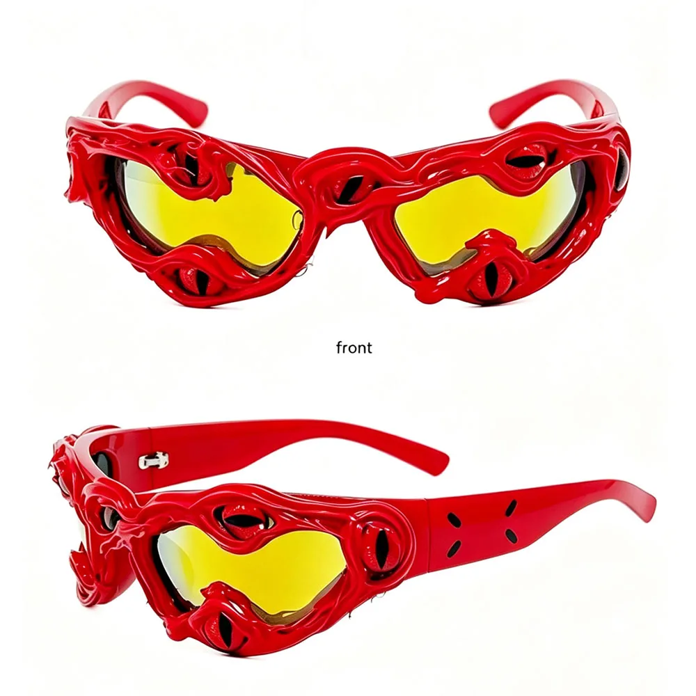 2026 New Y2K 3D Embossed Alien Eyewear Men Women Punk Exaggerated Shades UV400 Festival Party Cosplay Funny Decorate Sunglasses