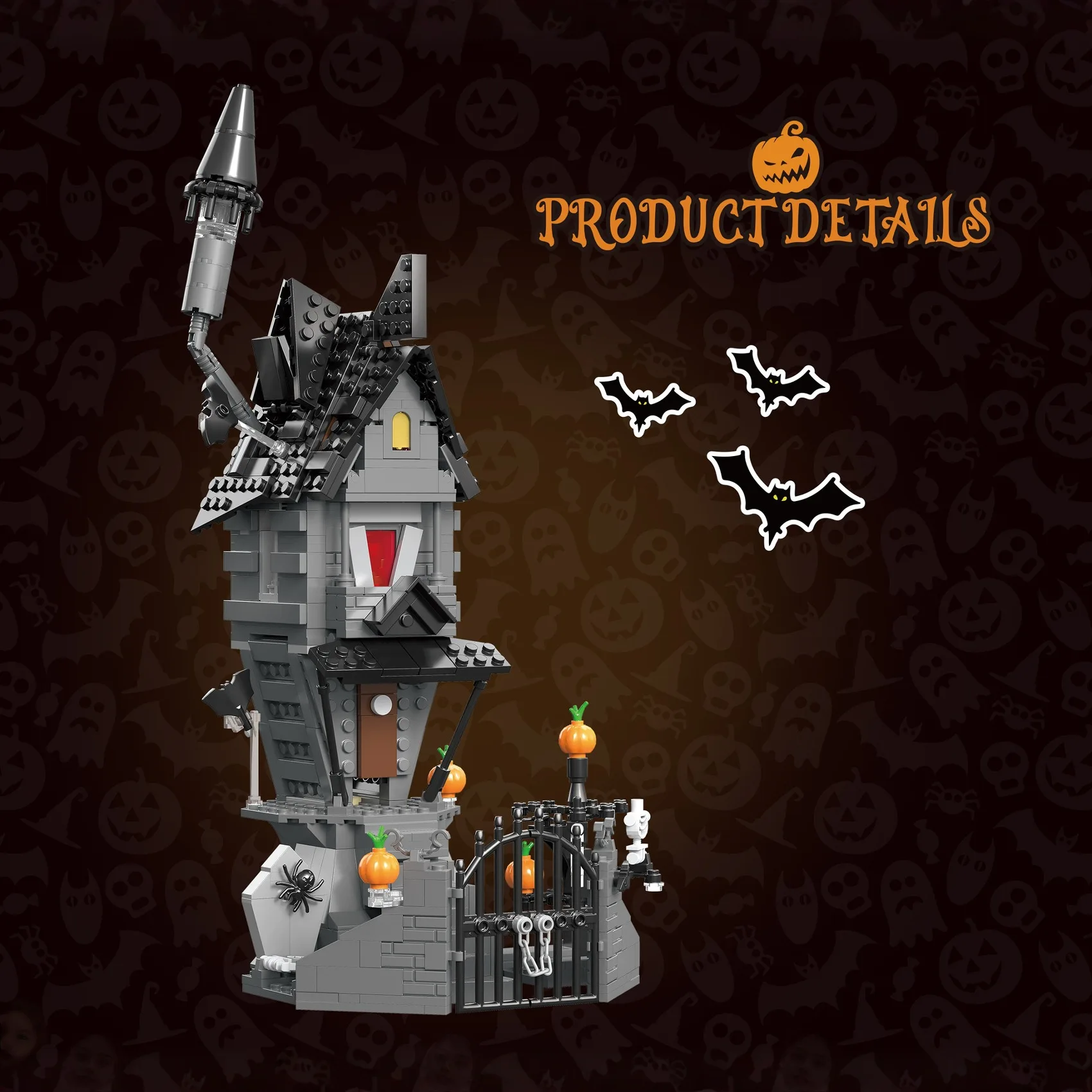 

Halloween Horror Skilington House Castle Small particle building block ornament Assembling toy