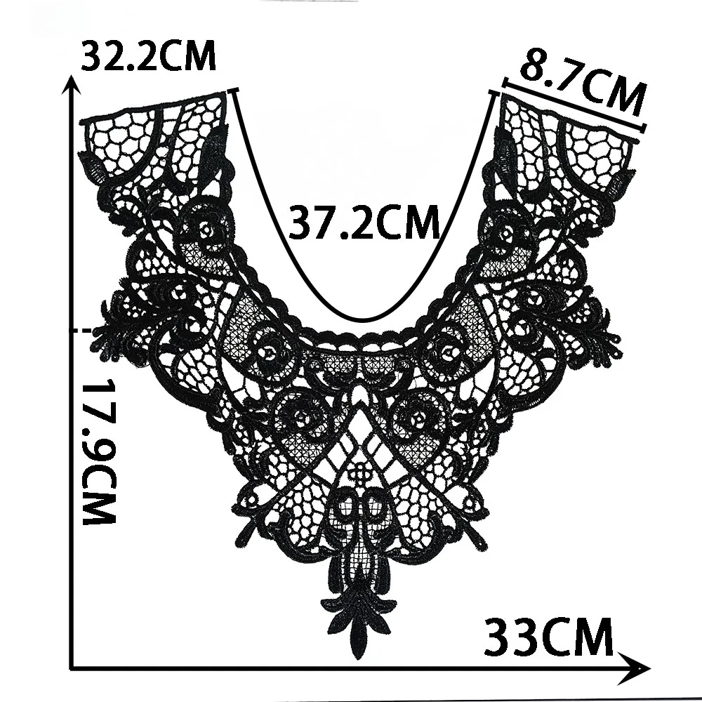 Wholesale sales of 1-10 piece of polyester embroidery black and white collar DIY sewn decorative clothing lace accessories