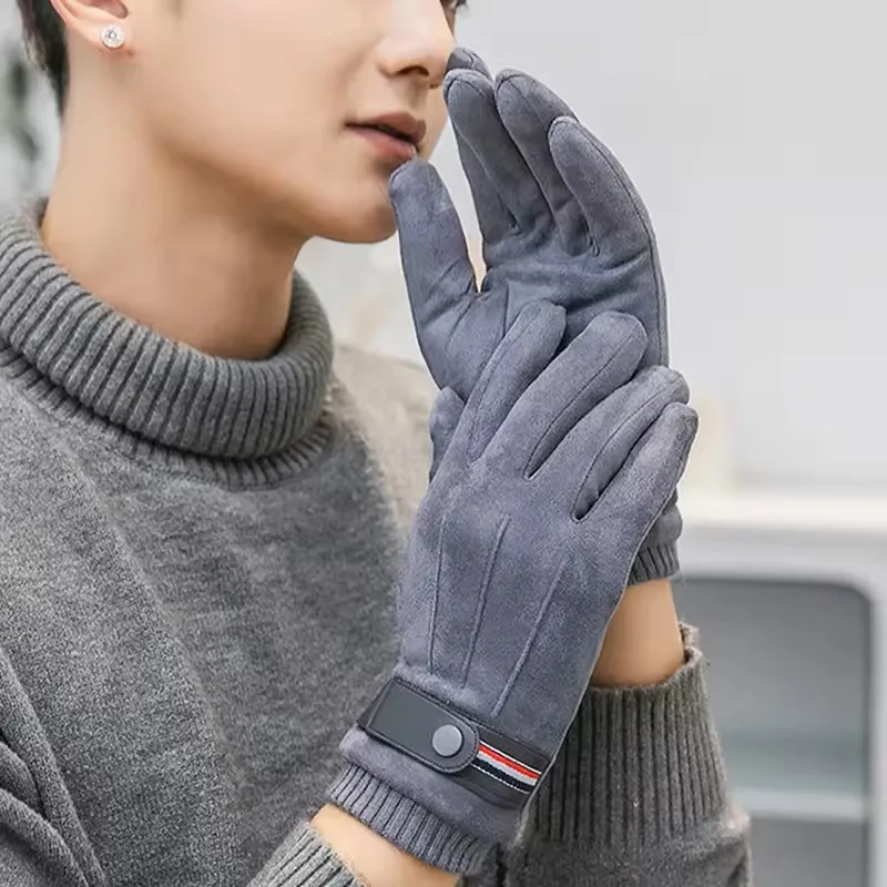 Men's Winter rперчатки Suede Warm Split Military Finger Gloves Outdoor Riding Ski Fishing Male Touch-Screen Mittens image 4