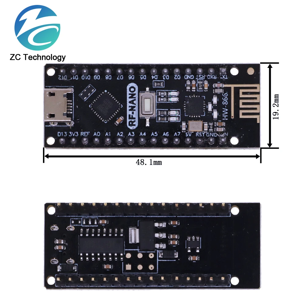 RF-Nano for Arduino Nano V3.0 Type C Nano Board ATmega328P CH340 Integrate NRF24L01+2.4G Wireless Compatible With RF24 Library