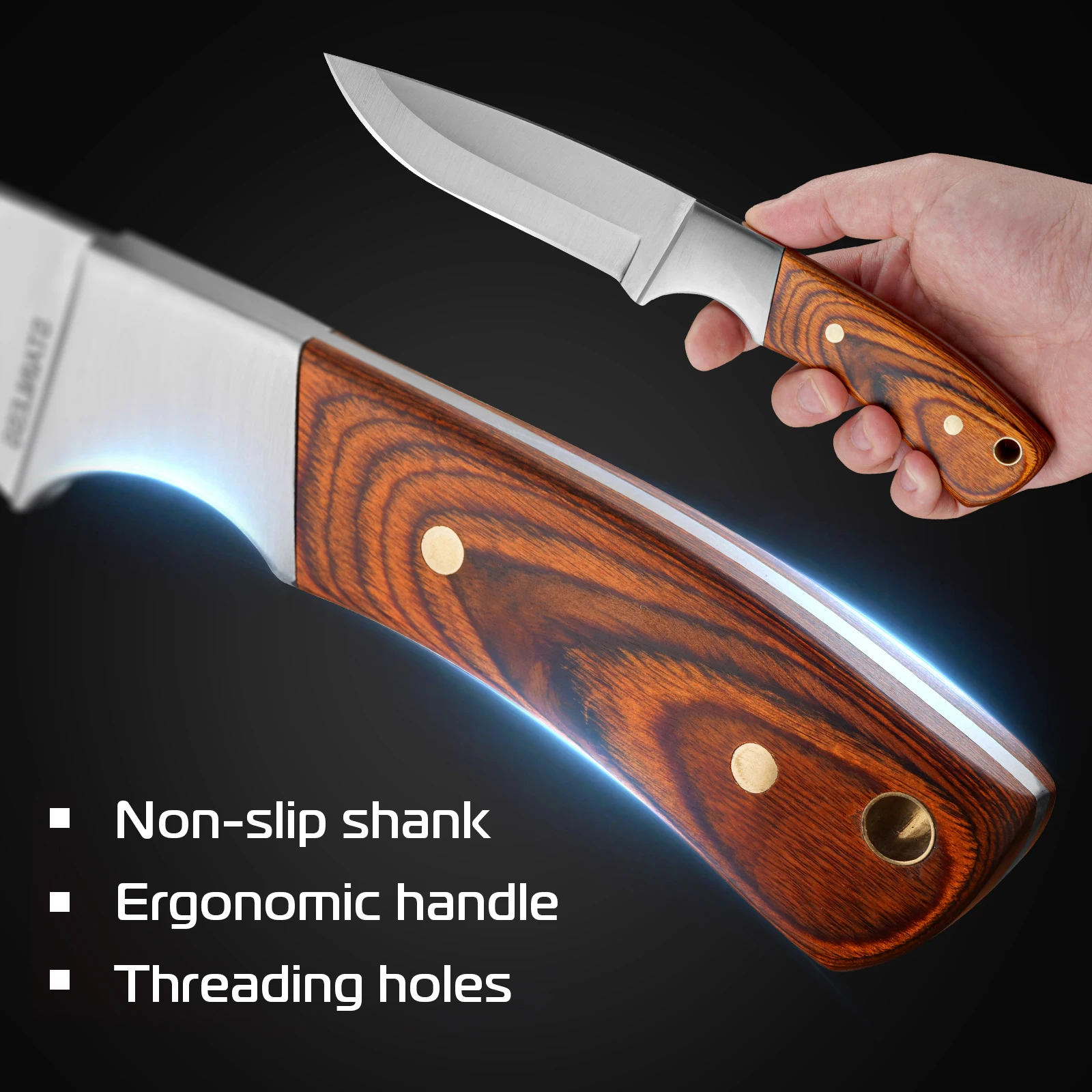 Stainless Steel Kitchen Utility Knife, EDC Fixed Blade, Self-Defense Knife, High Hardness Cutting Knife, Outdoor Camping Knife view 5