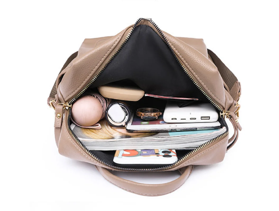 New Fashion Korean High Quality Soft Leather Travel Backpacks School Bag Women's Large Capacity Shoulder Bags Crossbody Backpack