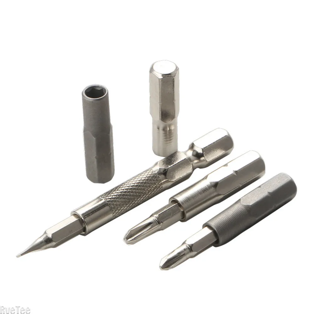 Tournevis à embouts de tournevis de 1/4 pouces, tige hexagonale de 6.35mm à douille de 4mm, outil adaptateur pour porte-embouts hexagonaux de précision, outil de vis 2 pièces