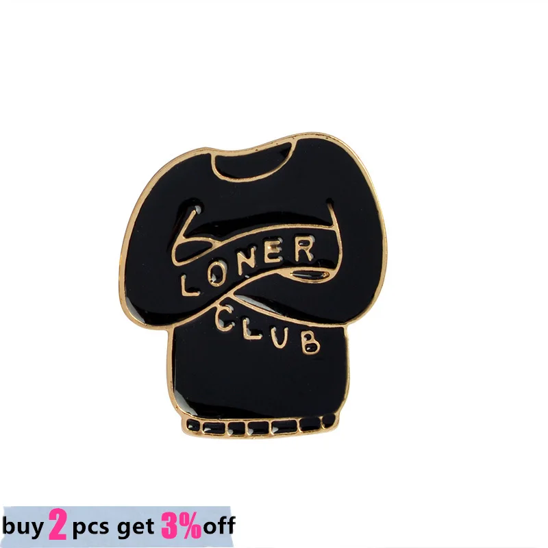 Wholesale Introvert Loner Loser Club Enamel Pins Autism Badges Custom Cat Brooches Bag Lapel Pins Punk Jewelry Gift for friend