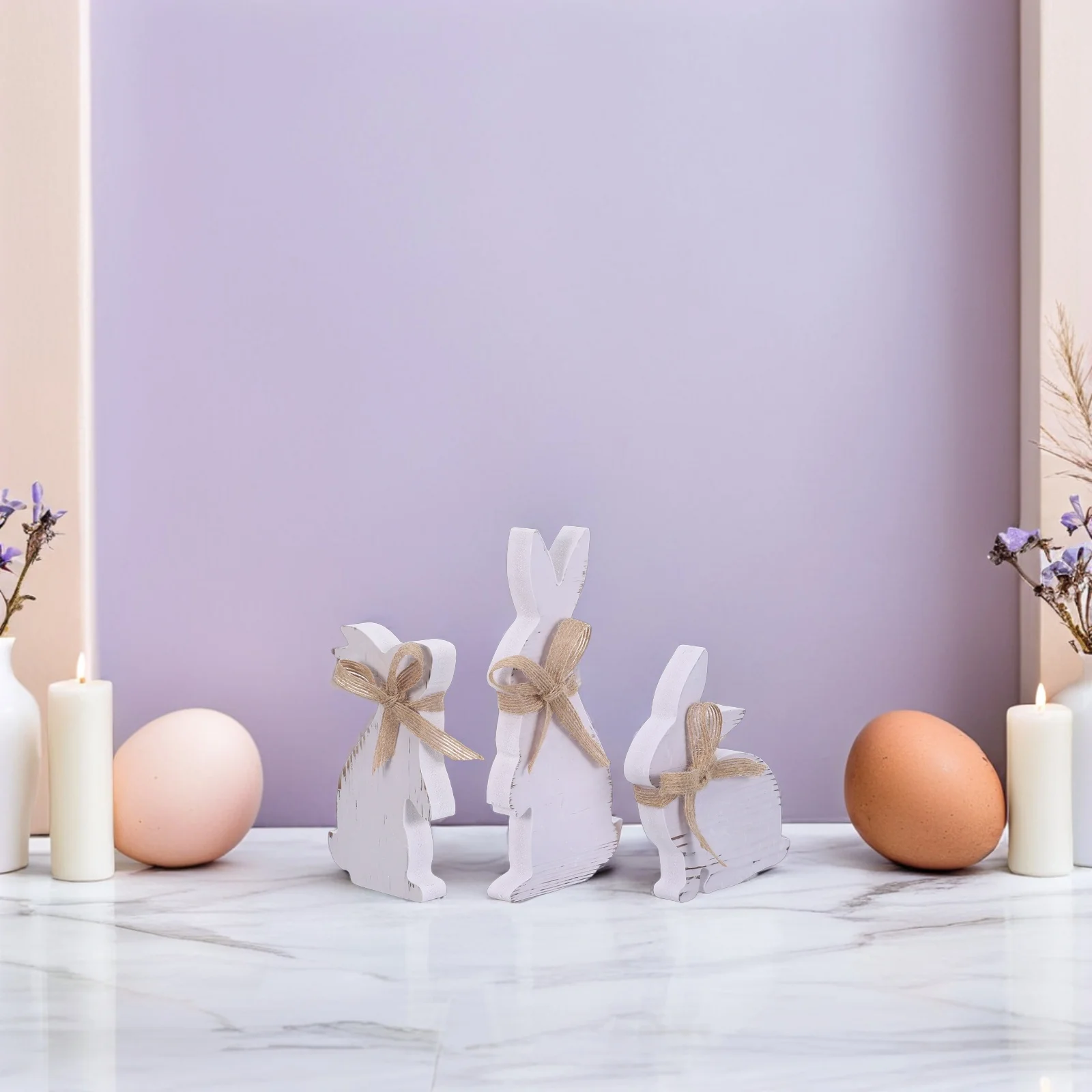 6 шт. деревянных знаков с пасхальными兔ами для весеннего декора